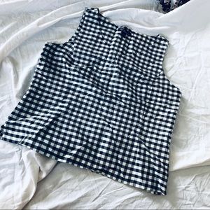 Valerie Stevens Silk Checkered Sleeveless Blouse L